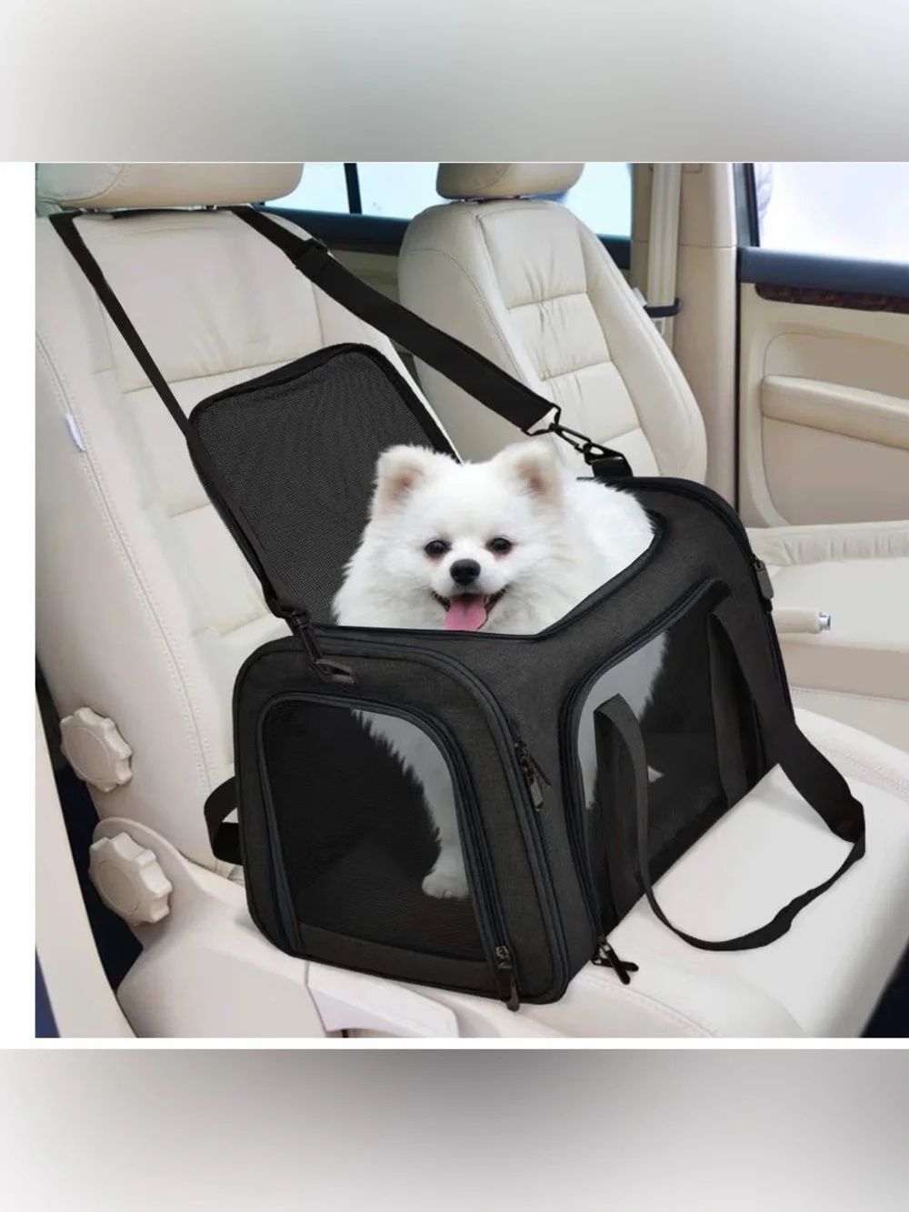 Black Large Portable & Foldable Cat/Pet Carrier with Shoulder Strap  25# Limit